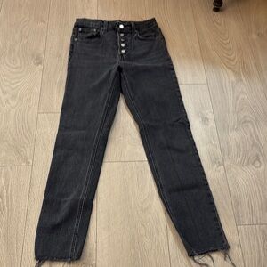 Denim Forum Black Straight Leg Jeans Modern Vintage Style